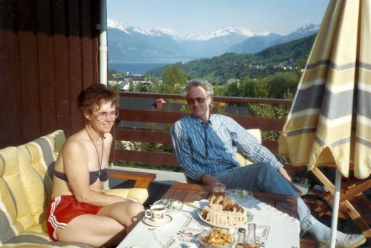 My Norwegian Host Parents on their porch