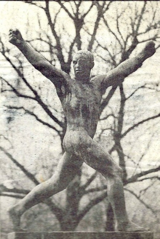 A newspaper photo of one of the sculptures (from 1987)