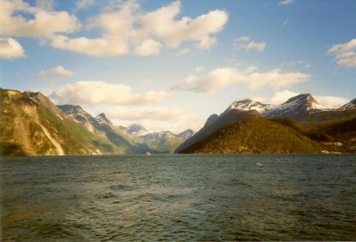 The view across the fjord from Stranda, Norway.   These mountains are forever in my heart.