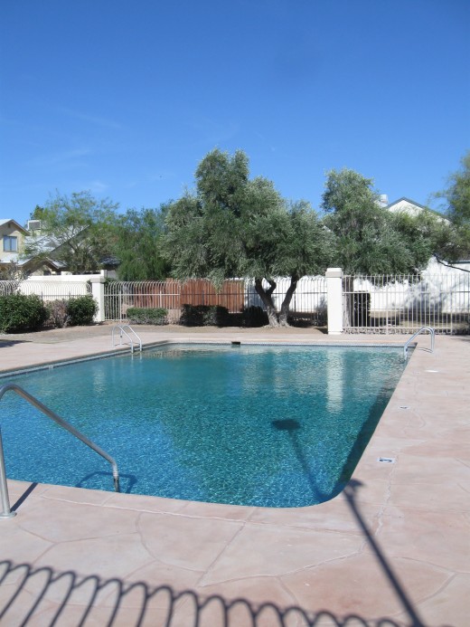Condominiums and townhouses often include a pool as part of the common property.