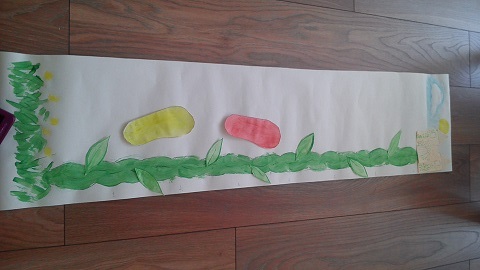 Outline the beanstalk with marker pen, glue on leaves and you're done