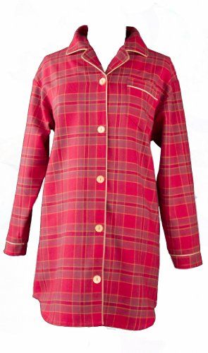Boyfriend sleep shirt in red plaid. Also available in other colors.
