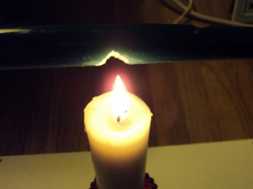 Part B (melt wax in groove over candle flame)