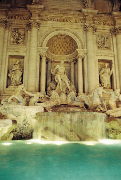 Trevi Fountain. The marble and the water were just beautiful all lit-up.