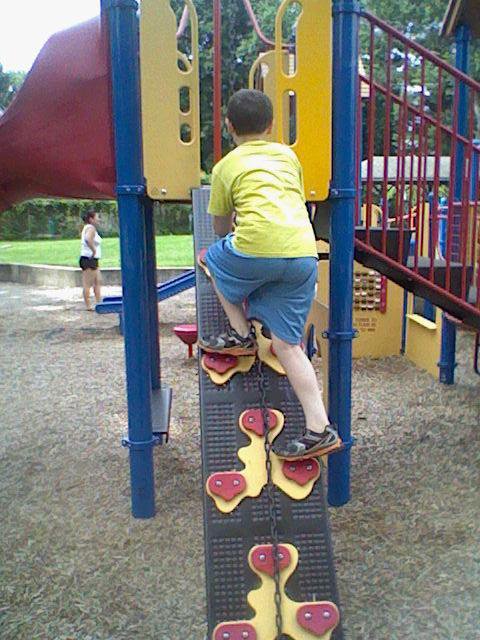 This is one of the things that my son tends to spend the most time on when we are at this playground. This photo was also sent off to his aunts.