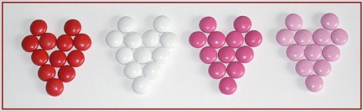 Hearts made from Valentine M&amp;M's