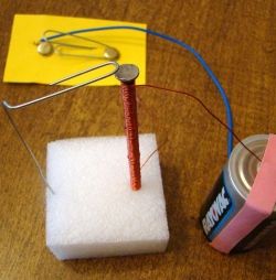 Working telegraph from the science inventions kit.