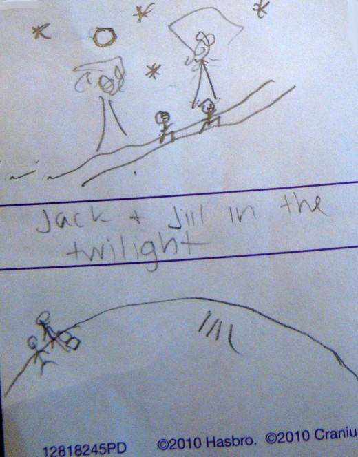 "Hiking by the light of the moon" became "Jack and Jill in the Twilight."