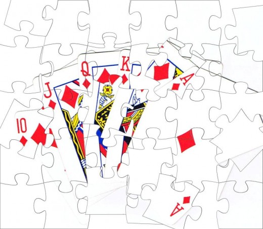 Royal flush clip art with puzzle effect