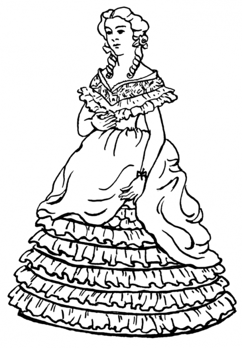 old fashioned girls coloring pages - photo #9