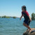 Willow jumping in off of the rock. Willow jumping in off of the rock.