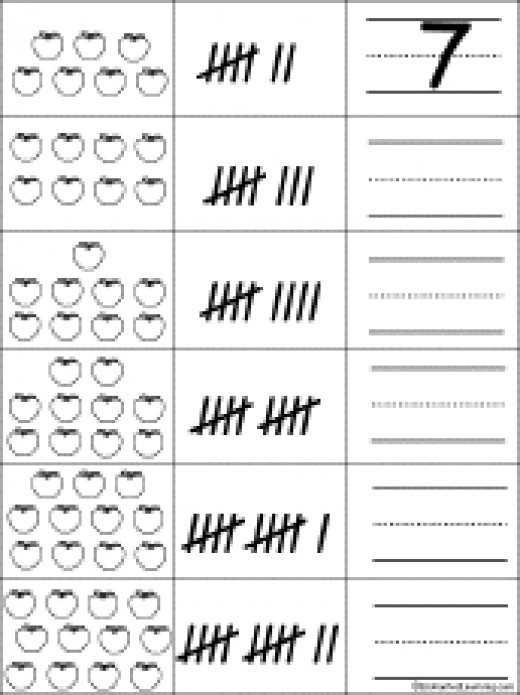 tally marks from 1 to 5 kindergarten printable worksheets