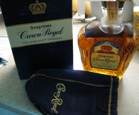 This 1957 bottle of Crown Royal was given to us by my FIL. It is probably not worth much but it was important to him that we have it and keep it.