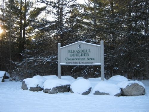 The Bleasdell sign in the parking lot.