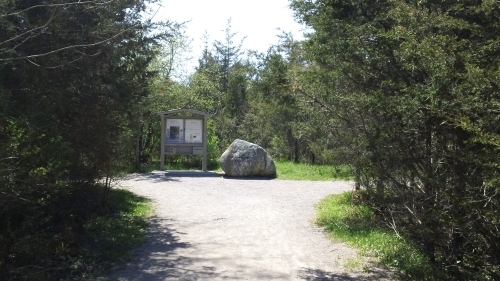 The start of the trail to the Bleasdell Boulder.
