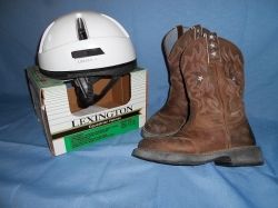 My boots and helmet - notice the heels on these boots
