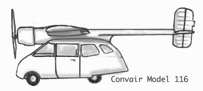 A Drawing of the only Convair Flying Car Ever Made