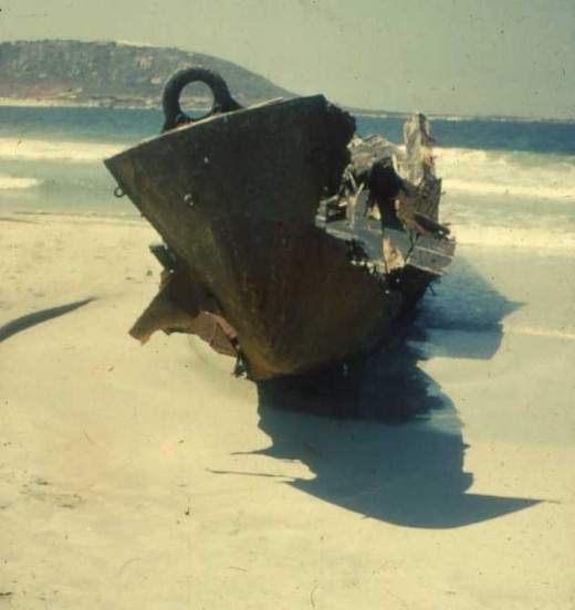 The lagoon is not always kind to ships.This photo was taken by me when I was a cadet on the SAS Saldanha Naval Gymnasium back in 1961