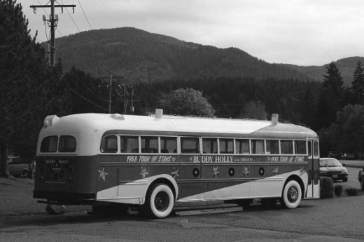 Buddy Holly and the Crickets. Tour bus.