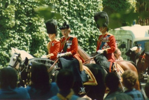 The Trooping of the Colour. Her Majesty the Queen, Prince Charles and the Duke of Edinburgh.