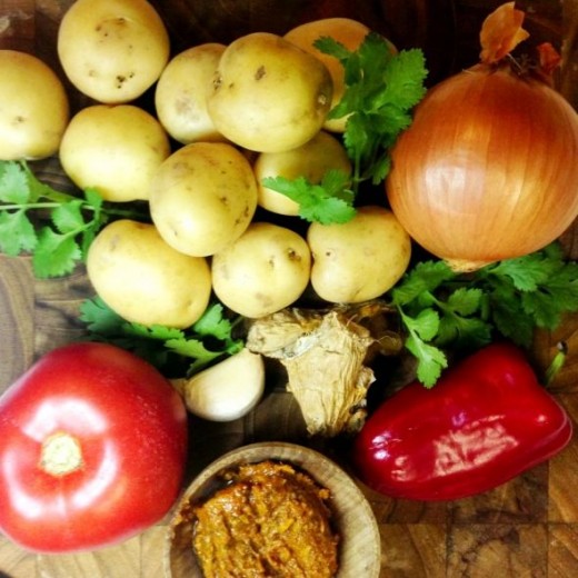 Ingredients for dum aloo style potatoes