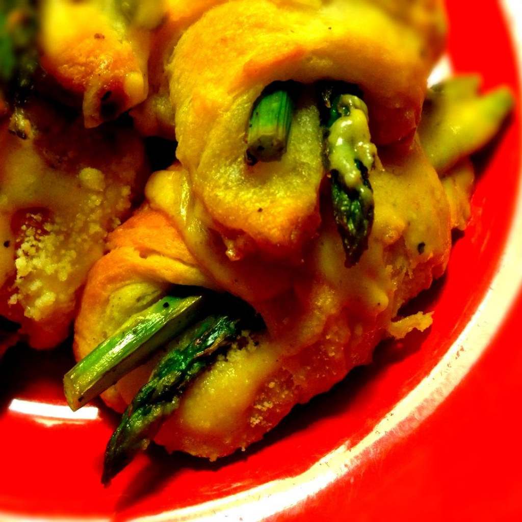Roasted Asparagus Croissants with Parmesan