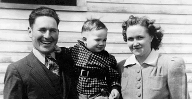 Dad, Pete, my Mom, and me - about 1941.