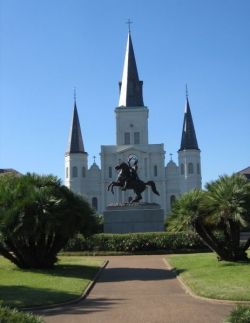 St. Louis Cathedral in New Orleans with Statue of Gen. Jackson