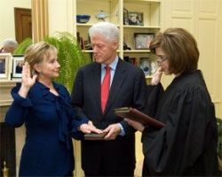 Hillary Clinton taking the oath as Secretary of State