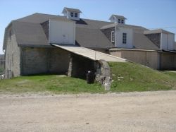 Three-story stone barn on the grounds, Tallgrass Prairie National Preserve