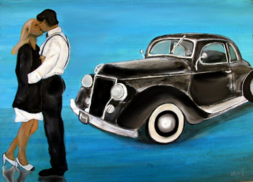 Romance I love abstract backgrounds with figures I enjoy painting the female form not just nude but in motion I also like rock themes and nostalgic themes I have a few with converse in because I had a pair back in Australia in the seventies along w