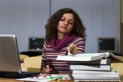 College Woman Studying Computer Technology