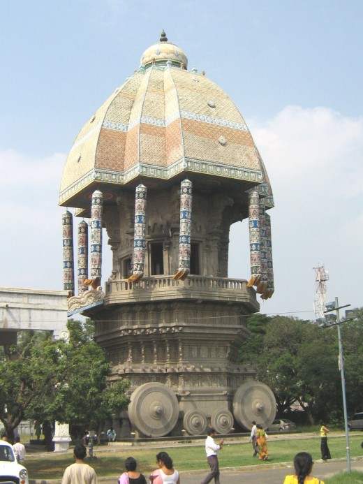 Fig.3 Part of the monument which is modeled iike a Hindu Temple Festival Cart.