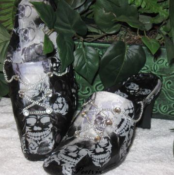Scary skull upcycled shoes