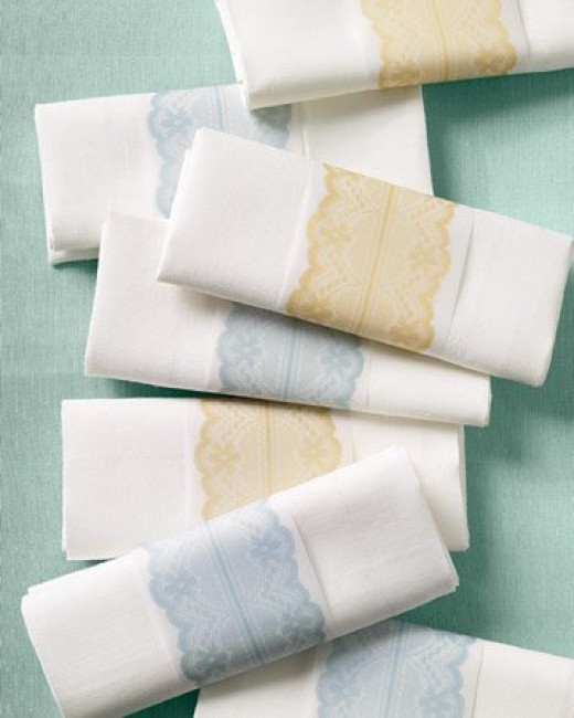 Modern lace design to dress up napkins. Source: MarthaStewart.com. See link below for directions.
