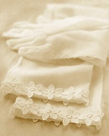 Dainty white gloves get an extra touch with daisy chain (or any kind of) lace. Source: MarthaStewart.com. See link below for directions.