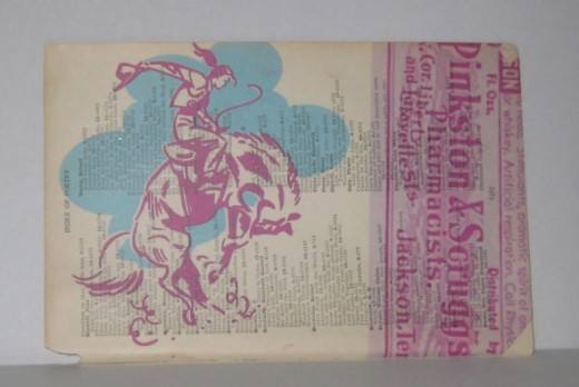 Vintage graphics printed in color on vintage book page.