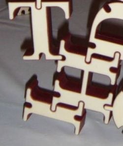 Close up of letter connected during play.