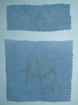 Unused stripes of cloth cut with pinking shears