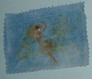 This was made using the alternative method of stamping the greenery into the cloth.