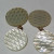 Cross-hatched MoP cuflinks, circular faces with chain link Cross-hatched MoP cuflinks, circular faces with chain link