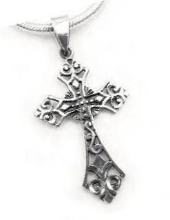 Sterling Silver Celtic FILIGREE CROSS Pendant or Charm