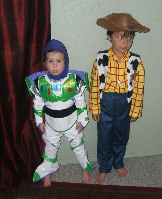 Buzz and Woody in costume