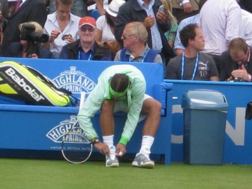 Rafael Nadal and his shoelace routine