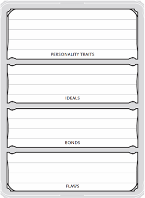 You enter a summary of your background details in these boxes on the right side of the character sheet.
