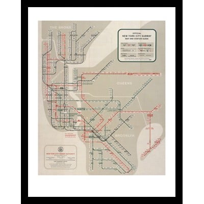 Official New York City Map and Station Guide - 1958