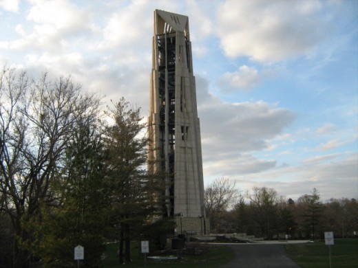 Moser Tower and Millennium Carillon in Riverwalk Park in downtown Naperville