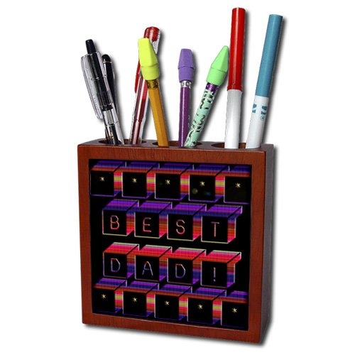 Best Dad Colored Blocks Tile Pen Holder