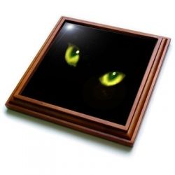 Green Eyes of a Black Cat Trivet