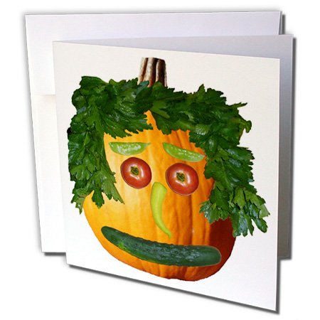gc_6019_2 Sandy Mertens Halloween Food - Pumpkin Veggie Face - Greeting Cards-12 Greeting Cards with envelopes